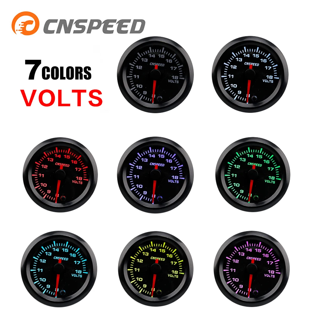 CNSPEED Auto 2" 52mm Car Voltmeter 7 Color 8 18V High Speed Stepper