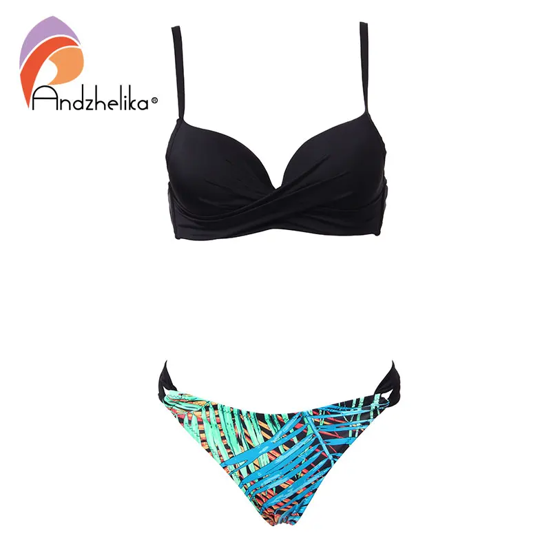 Andzhelika Bikini Women Swimsuit Push Up Swimwear 2018 Summer Sexy Print Fold Bikini Set Bathing Suit Swim Wear Monokini A73107