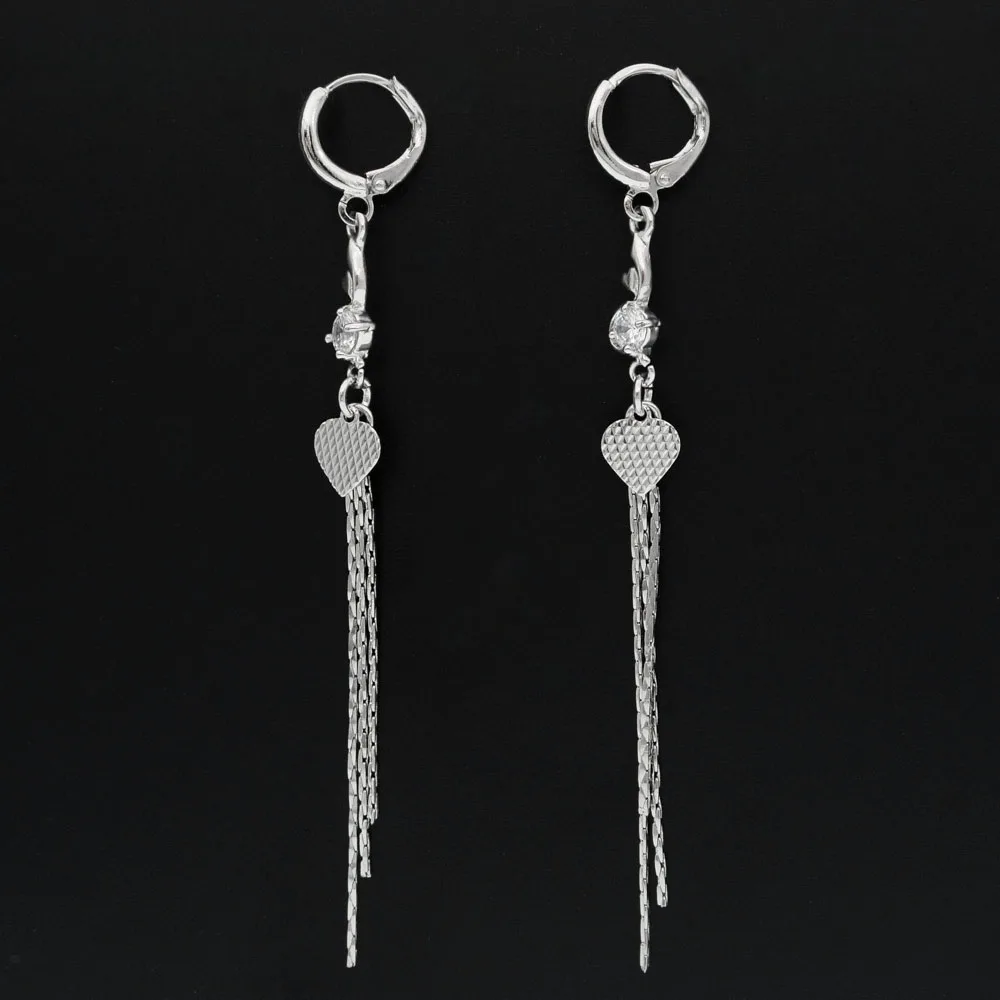 

Women Heart Tassel Earrings Dangle Long Earring Boucle D'oreille Pendiente Largo Orecchini Donna Ohrringe Oorbel Uzun Kupe E3304