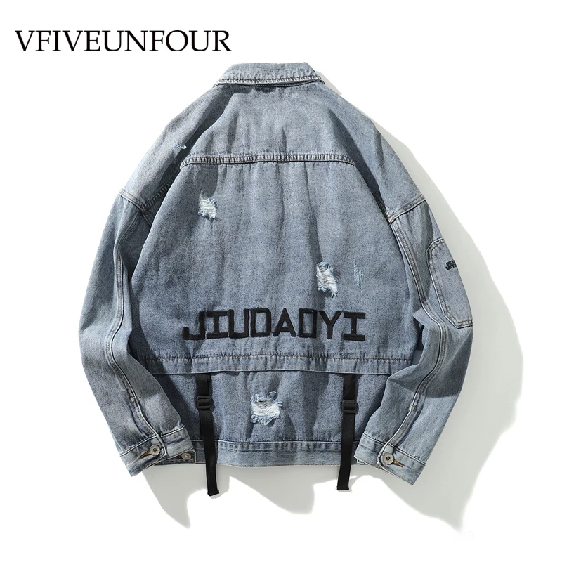 

VFIVEUNFOUR 2019 oversize high street Europe Loose blue jeans Jacket Hip Hop Suit Pullover Winter vintage Men Casual jackets