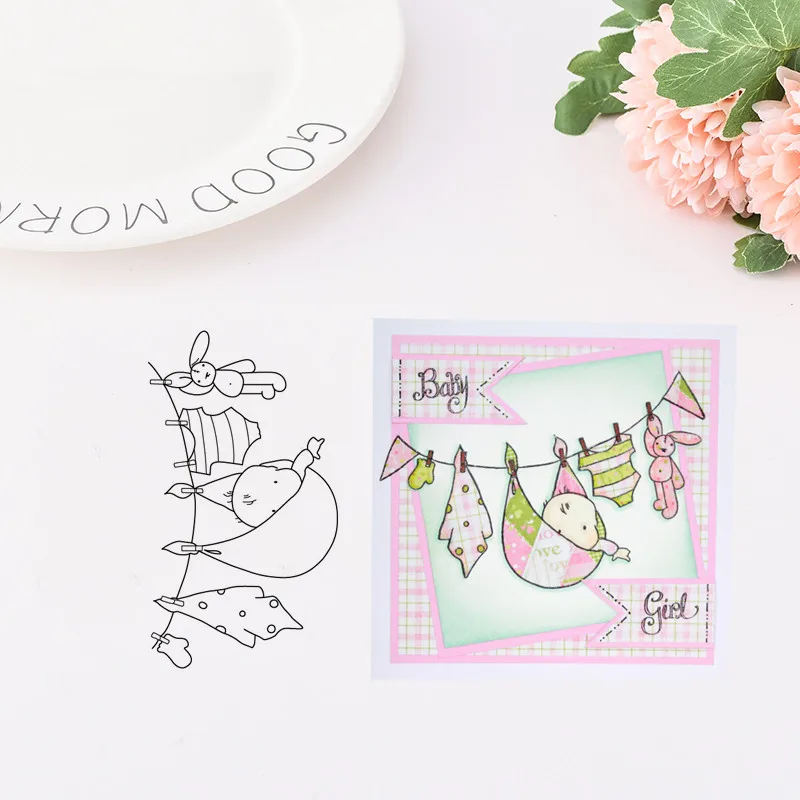 

baby Transparent Silicone Clear Rubber Stamp Sheet Cling Scrapbooking DIY Cute Pattern Photo Album PaperCard Decor Stamp
