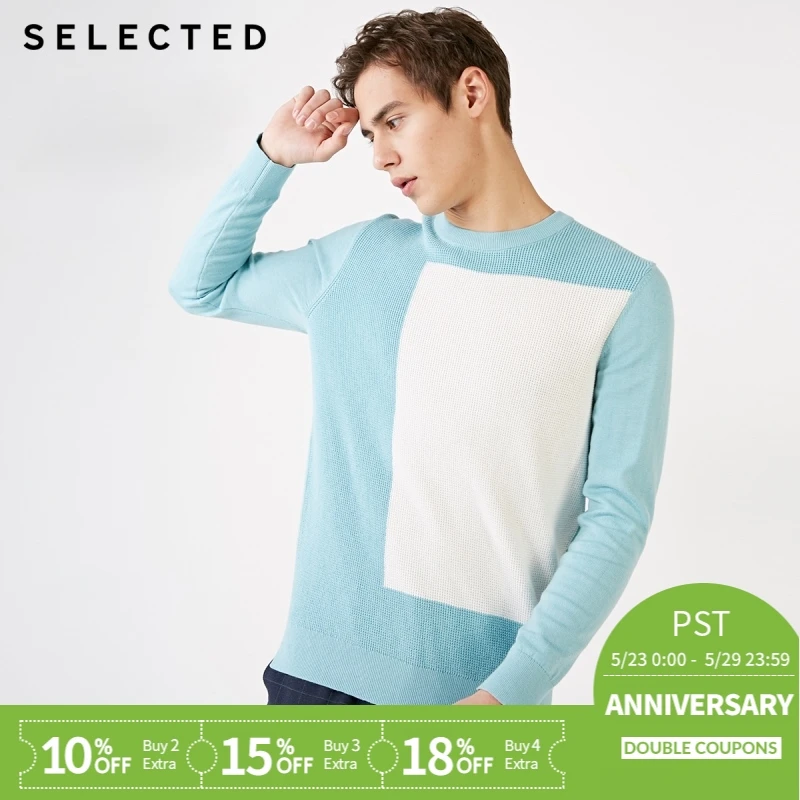 

SELECTED Men's Cotton Contrasting Sweater Regular Fit Pullover Knitted Tops Clothes S | 419124554