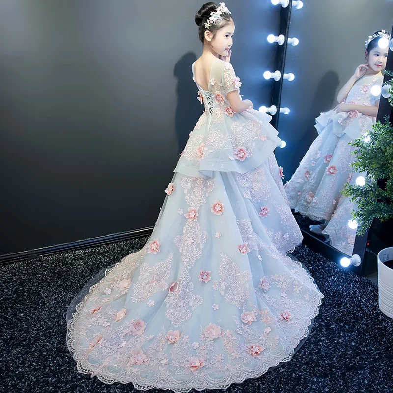 Aliexpress Embroidery Flower S Party Dress Wedding Embroidery Flower S Party Dress Wedding Christmas Princess Dresses Formal Birthday Ball Gown Kids Jl21
