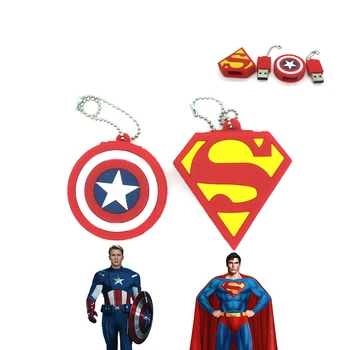

New Arrival PenDrive Super hero Superman USB Flash Drive Pen Drive 64G 8GB 16G 32G 4G mini Memory Flash card High Speed HOT gift