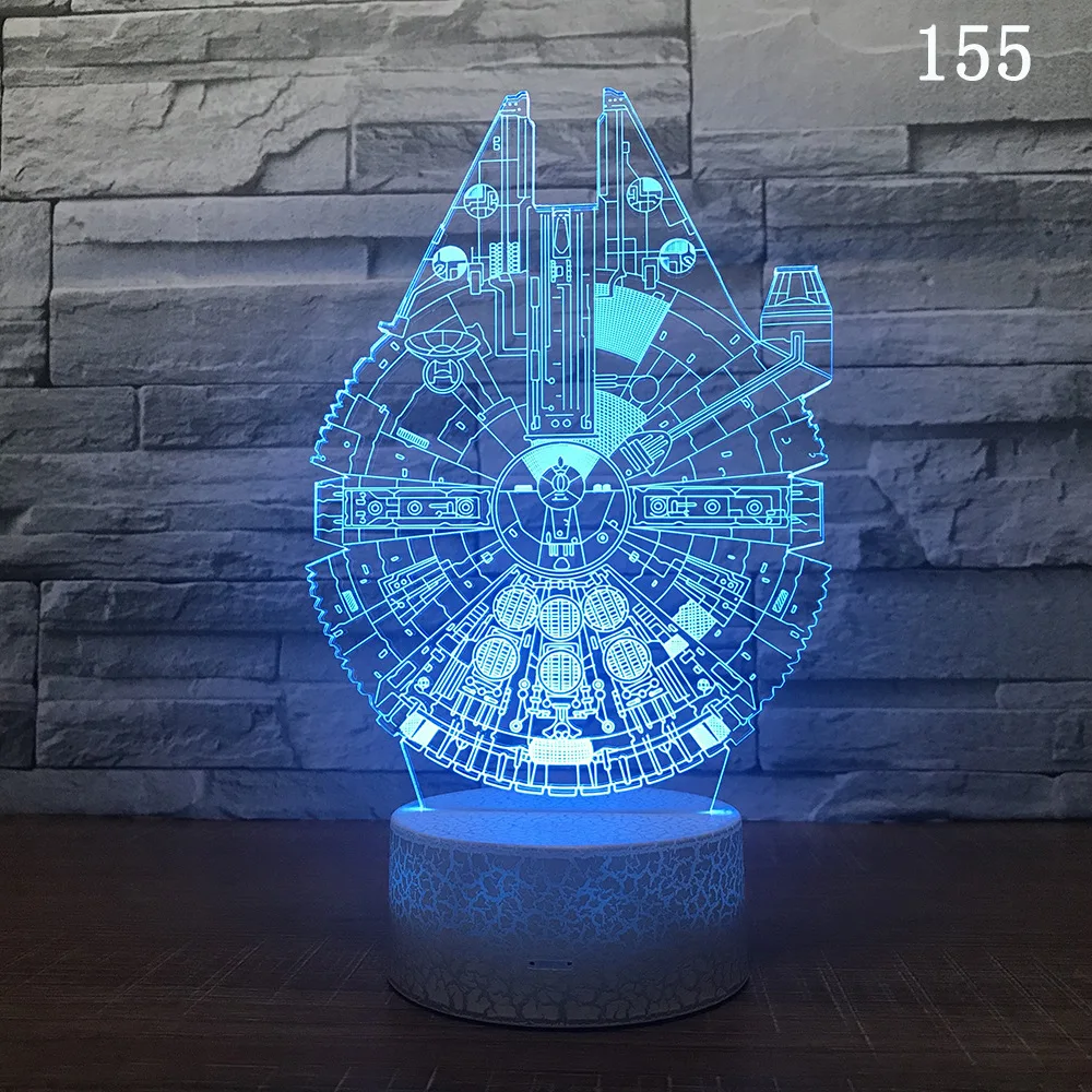 Millennium Falcon Железный человек Халк Дэдпул 3D светодиодный светильник ночник