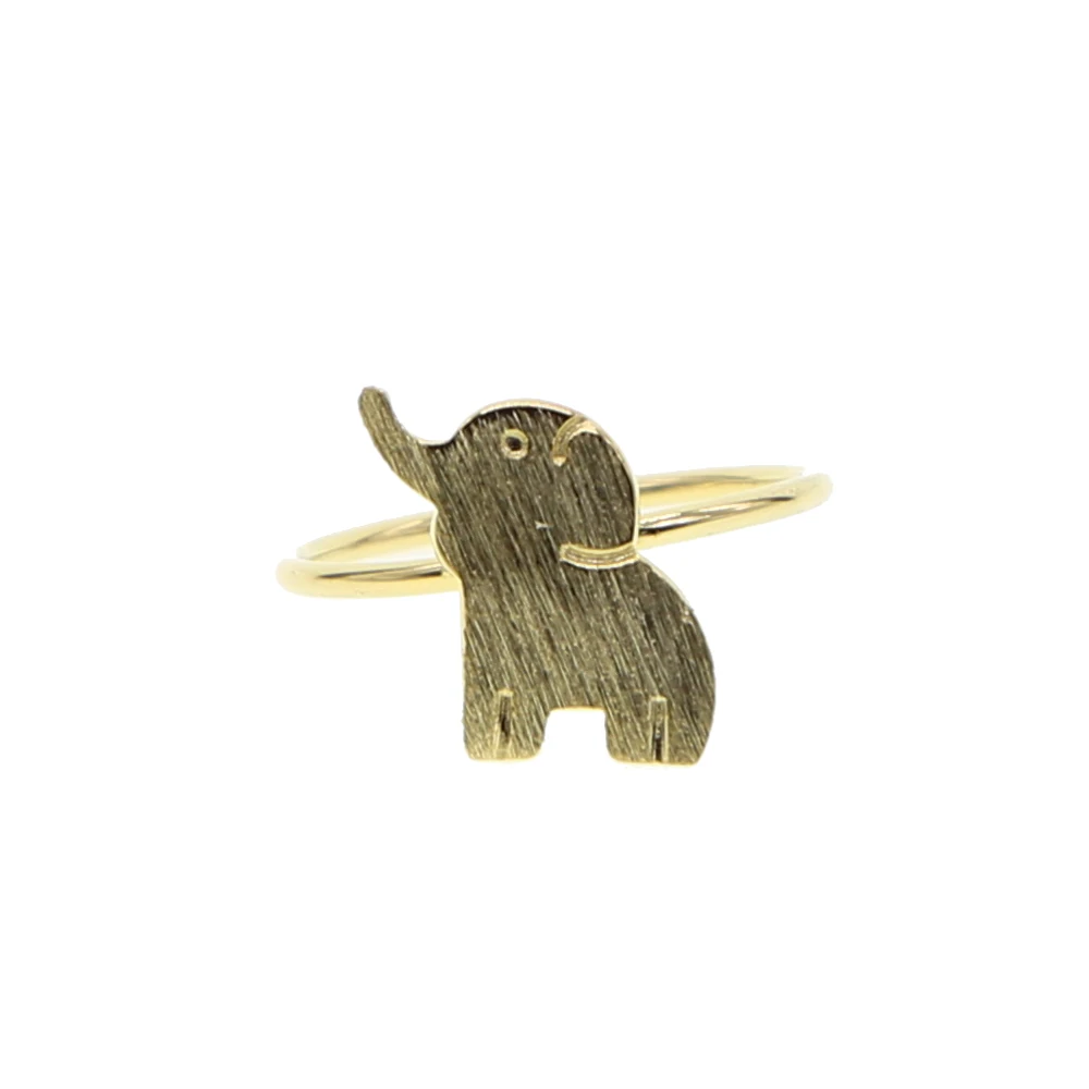 

925 sterling silver brush effect gold color cute elephant charm girl silver no stone ring