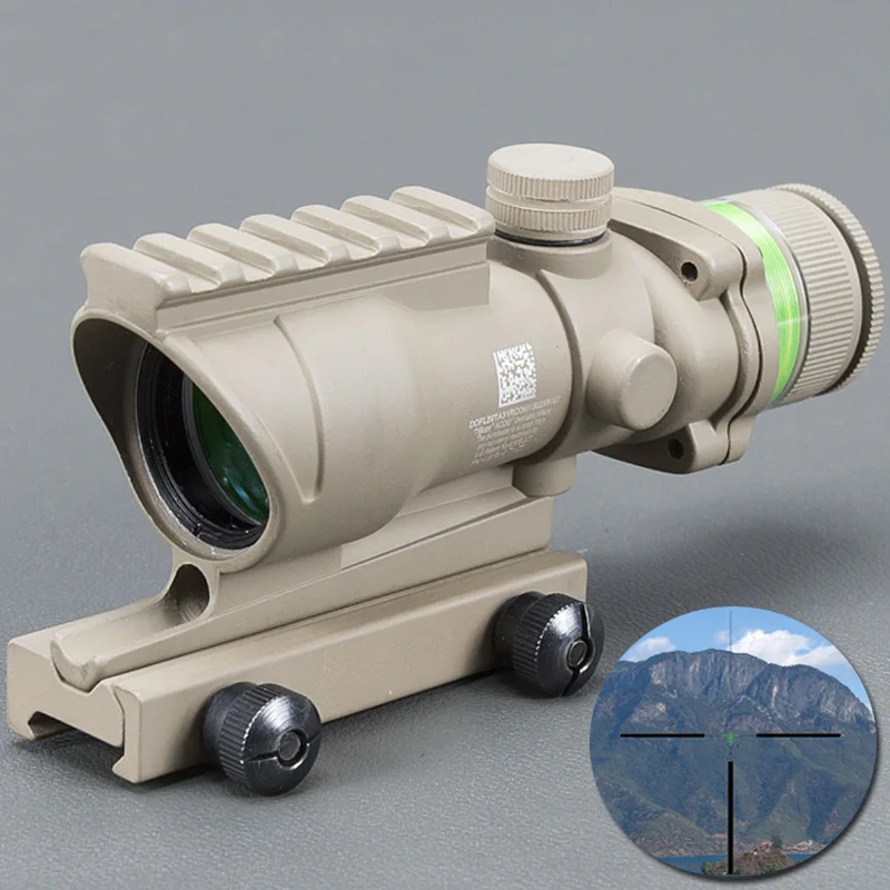 

Acog Tan Color Tactical Style 4x32 Rifle Scope Red Dot Green Optical Fiber 20mm Rail Scope Mounts&accessories Mildot