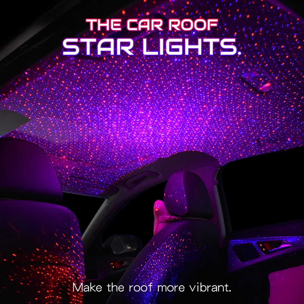 USB Car SUV Interior Atmosphere Starry Sky Lamp Ambient Star Light LED Projector 
