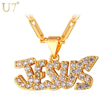 

U7 Jesus Piece Necklace For Women/Men Jewelry Gold/Silver Color Cubic Zirconia Christian Jewelry Jesus Necklace Pendant P611