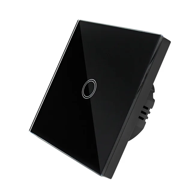 EU-Standard-Touch-Switch-Only-White-black-gold-Crystal-Glass-Panel-Single-fire-LED-Indicator-Wall (3)