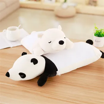 

2019 new down cotton panda ice silk plush pillow soft panda polar bear pillow Stuffed toy birthday gifts