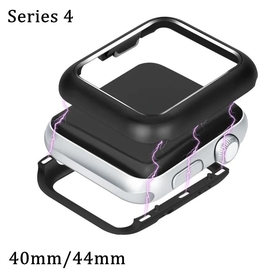 

Magnetic Adsorption Aluminum Metal Frame Alloy All Protector Cover Case for Apple Watch Series 4 40mm 44mm Built-in Magnet