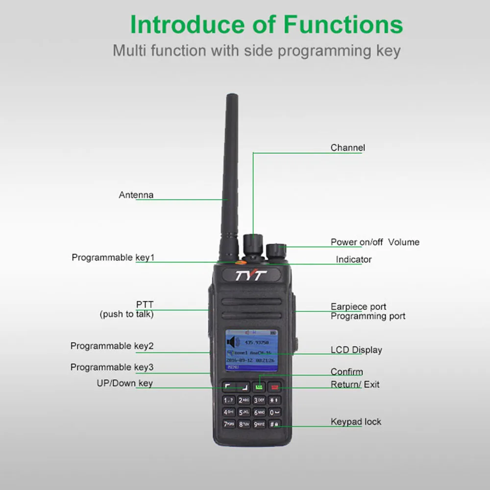 TYT двухстороннее радио MD 398 UHF400 470MHz иди и болтай Walkie Talkie “иди IP67 Водонепроницаемый