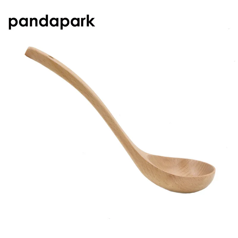Pandapark Large Wooden Soup Spoon Long Handle Natural Soup Spoons