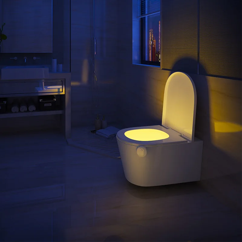PIR Motion Sensor LED Toilet Seat Light AAA Battery Powered Smart Night