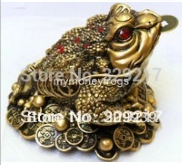 

67110227+++0044 NEW Oriental Lucky Wealth Large Brass Feng Shui Money Chinese Coin Frog #L2