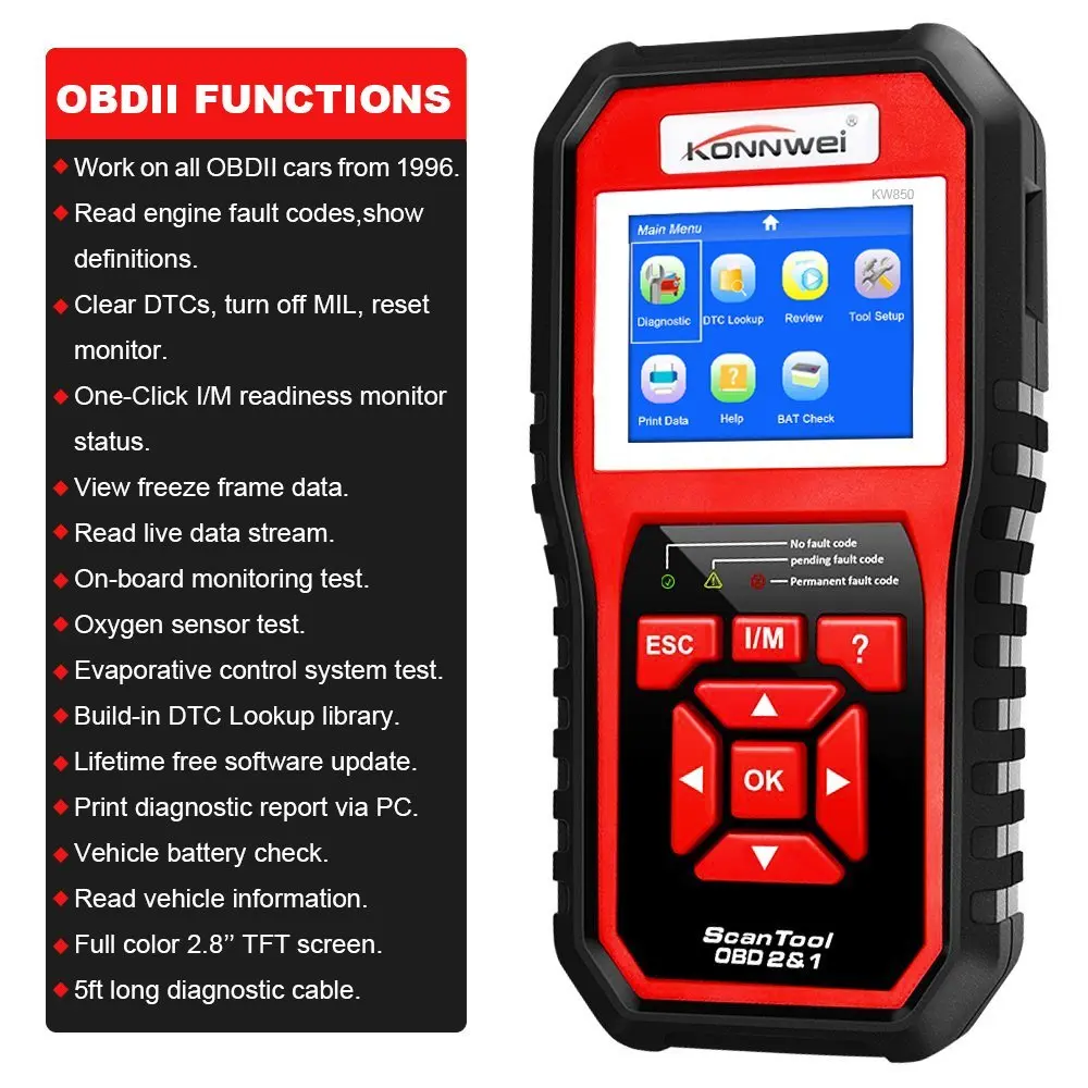 KONNWEI KW850 диагностики OP COM Автосканер OBD 2 OBD2 Автомобильный сканер многоязычный Авто
