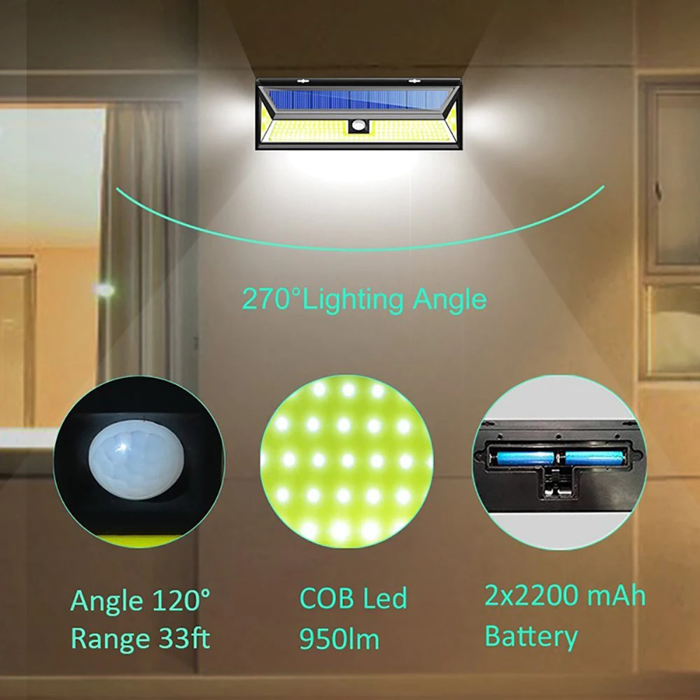 1/2/4 Pack Mpow XG888 180 LEDS Solar Light Motion Sensor Wall Light IP65 Waterproof COD LED 3 Lighting Mode For Outdoor Garden