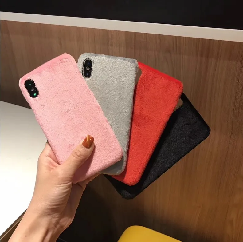 Зимний теплый меховой Пушистый Плюшевый чехол для телефона iPhone X XS MAX XR Гладкий