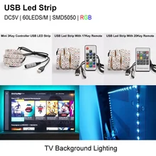 

USB LED Strip RGB 5050 Waterproof 5V Christmas light String lamp Tape For TV LED Backlight 1m 2m 3m 4m 5m with Controller Kit