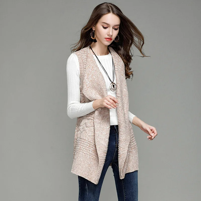 Women's New Fashion Cardigan Sleeveless Sweater For Ladies Tank Turndown Collar Female Cardigan Belt Slim Knitwear Tops