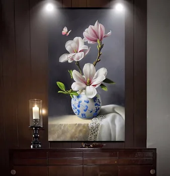 

Bacaz Blue and white Porcelain Vase Flower Mangnolia Wallpaper Murals for Living Room TV Background 3d Flower Murals Wall Paper
