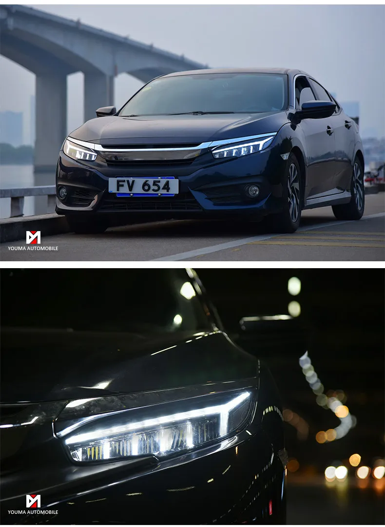 Автомобильный Стайлинг для Honda Civic- фары для civic DRL Объектив Civic светодиодный фары с динамическим поворотом