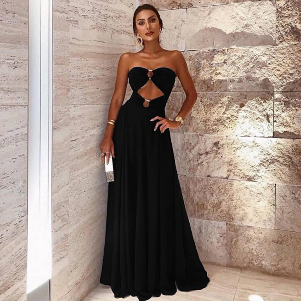 black strapless maxi dress formal