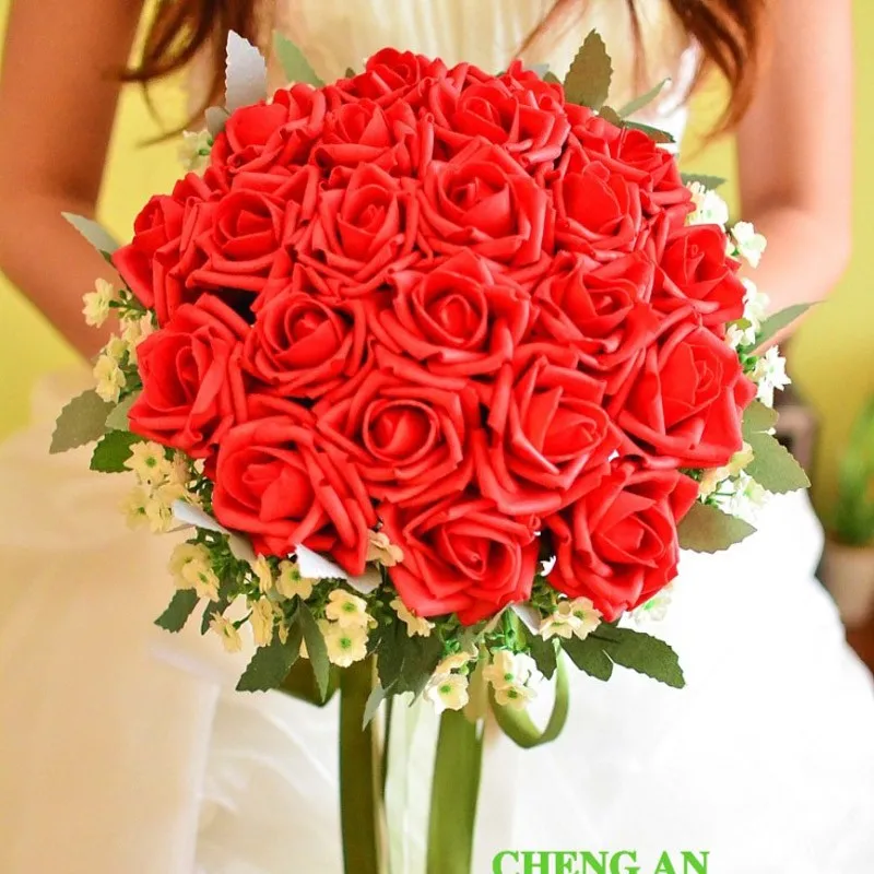 Perfectlifeoh из искусственного шелка свадебные букеты для в руках невесты цветы ручной работы Свадебный букет аксессуары красный королевский синий