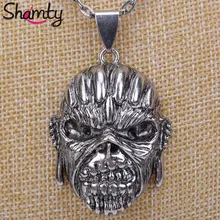 Shamty подарок на Хэллоуин ожерелье античный серебряный цвет новая мода стали Винтаж ожерелье с кулоном череп для мальчиков и девочек D30013