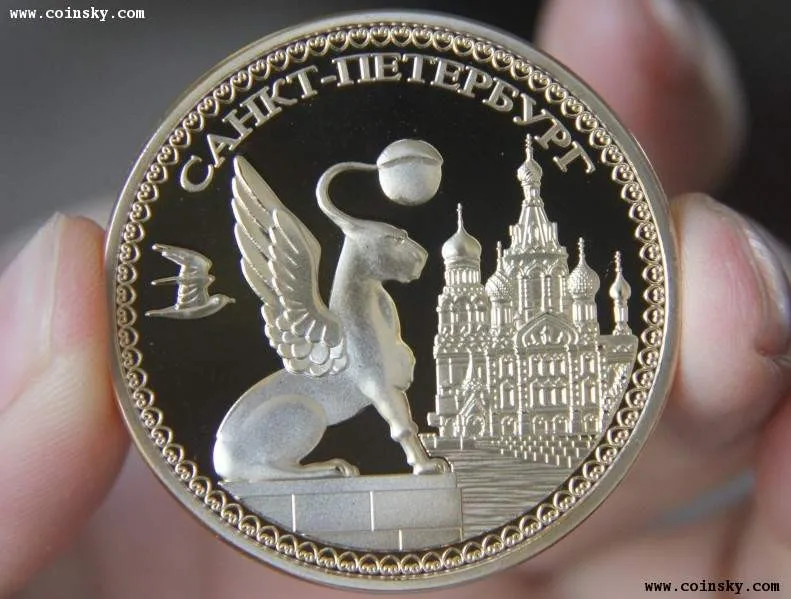 

40MM Church of the Savior on Bloodn gold plated Souvenir Coin RUSSIA