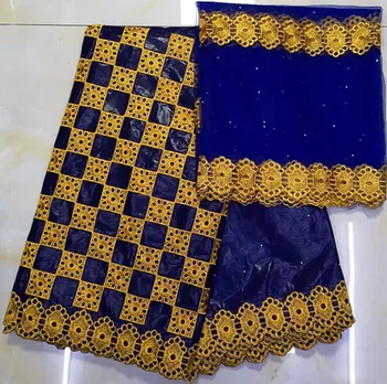 

Hot sale 5+2yards blue bazin riche getzner high quality latest african laces 2019 nigerian lace fabrics for party dress KY-A8