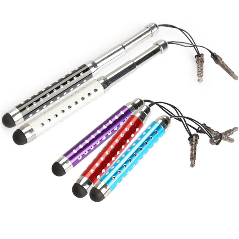 

1Pc Capacitive Touch Screen Stylus Pen Retractable Three-tier With Rhinestone for Phone Tablet 5 Colors for Choice