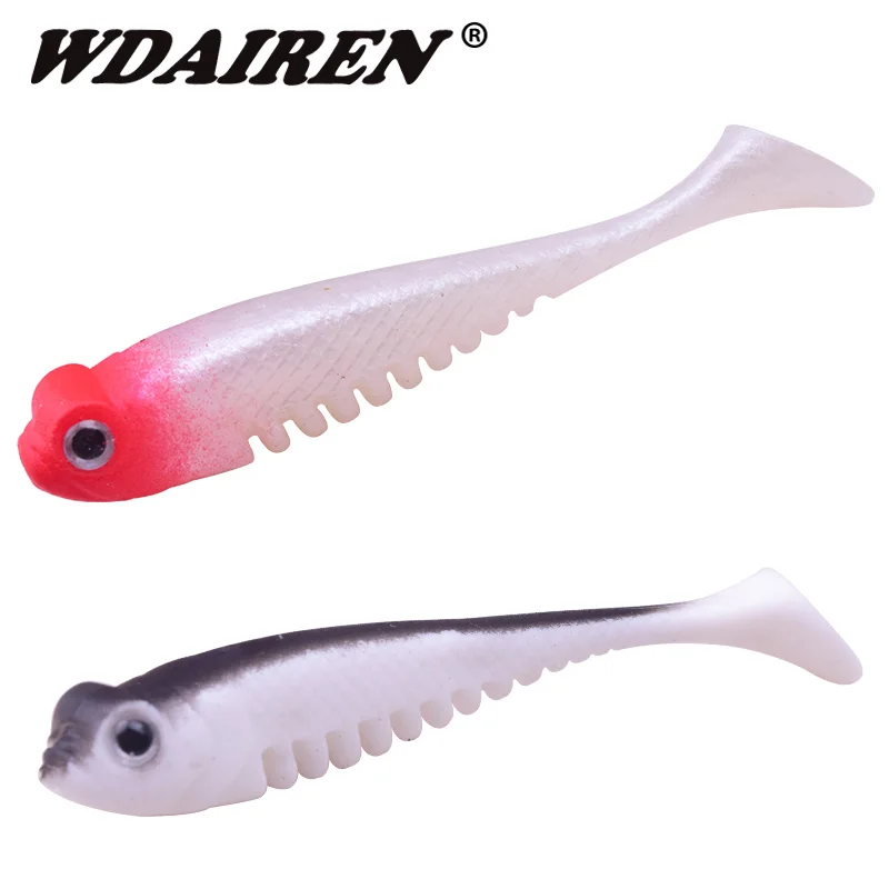 

10Pcs/lot Saltwater Fishing Lure Shad Soft Bait 8cm 3.8g jig head Isca Artificial Fishing bait Carp Sea Fishing Silicone lures