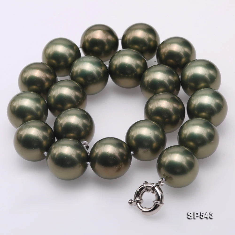 JYX 2019 милое ожерелье 20 мм зеленый жемчуг морской ракушки круглые бусины Цепочки и ожерелья высокого качества 17,5 "Элегантные украшения для