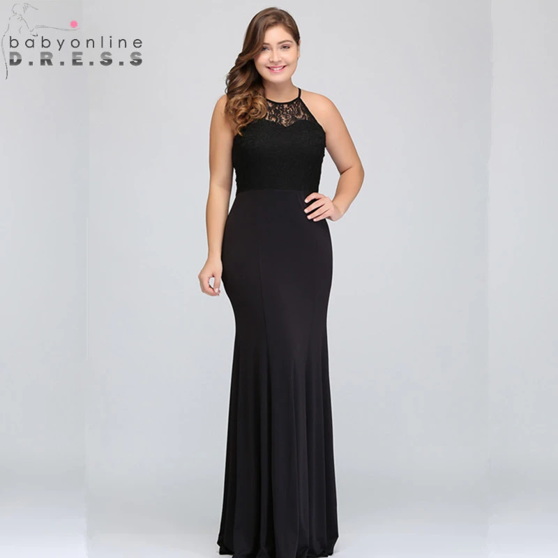 long black halter neck evening dress