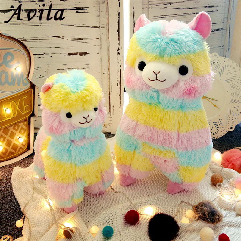 

RAINBOW Alpaca Plush Toy 3 Size Dolls For Children High Quality Soft Cotton Baby Brinquedos Animals Stuffed Sheep Doll For Gift