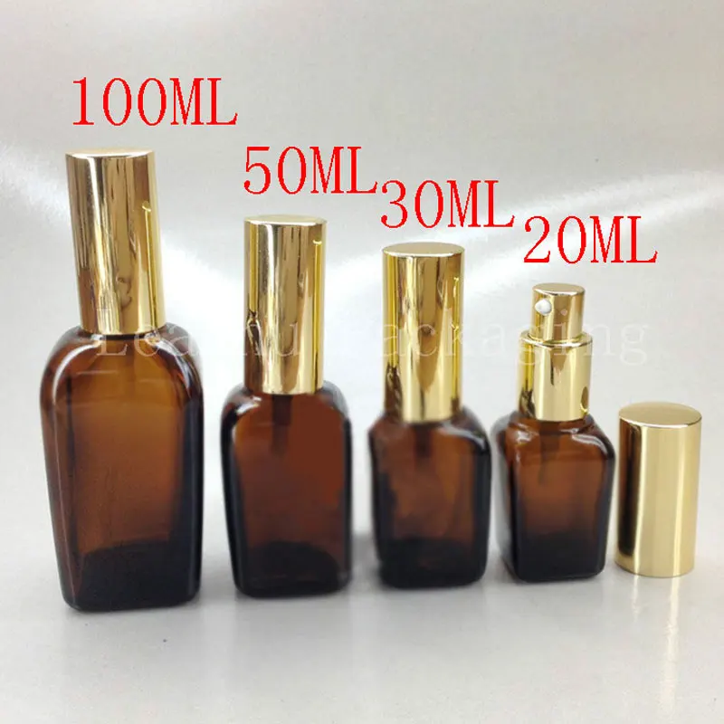 Wholesale 20ml 30ml 50ml 100ml Brown Essential Oil Bottles,Square Glass