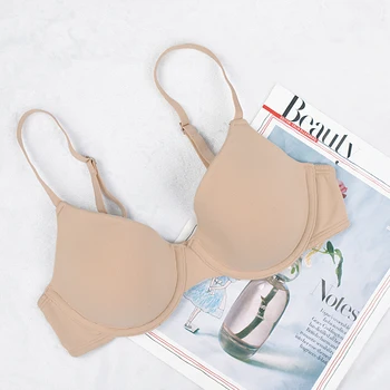 

Simple pure color comfortable thin Cup underwear traceless steel ring bra anti-sagging breathable bra skin white