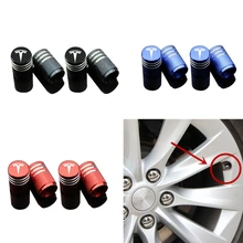 4 pcs Alu Alloy Chrome Car Wheel Tire Valve Cap Cover with Tesla Logo for Tesla Model S Model X Exterior Accessories