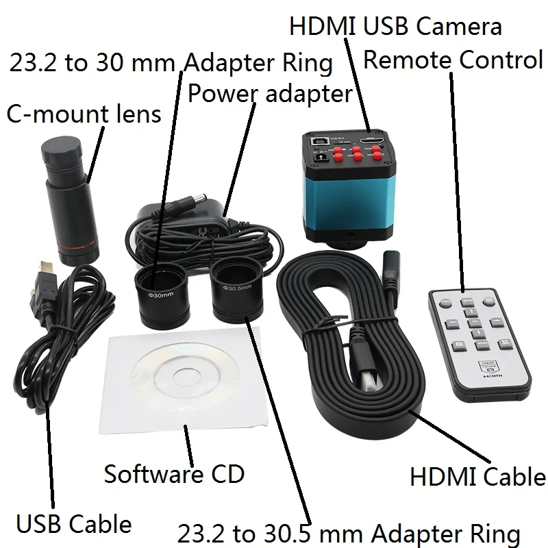 14MP HDMI USB Camera HD Digital Microscope Camera with C-Mount Lens Electronic Eyepiece Video for Stereo Biological Microscope