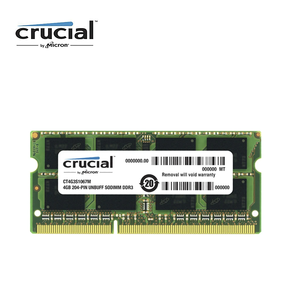 حاسمة ذاكرة عشوائية Ram DDR3 4G 1066 MHZ PC3-8500S CL7 204pin 1.35 V محمول الذاكرة