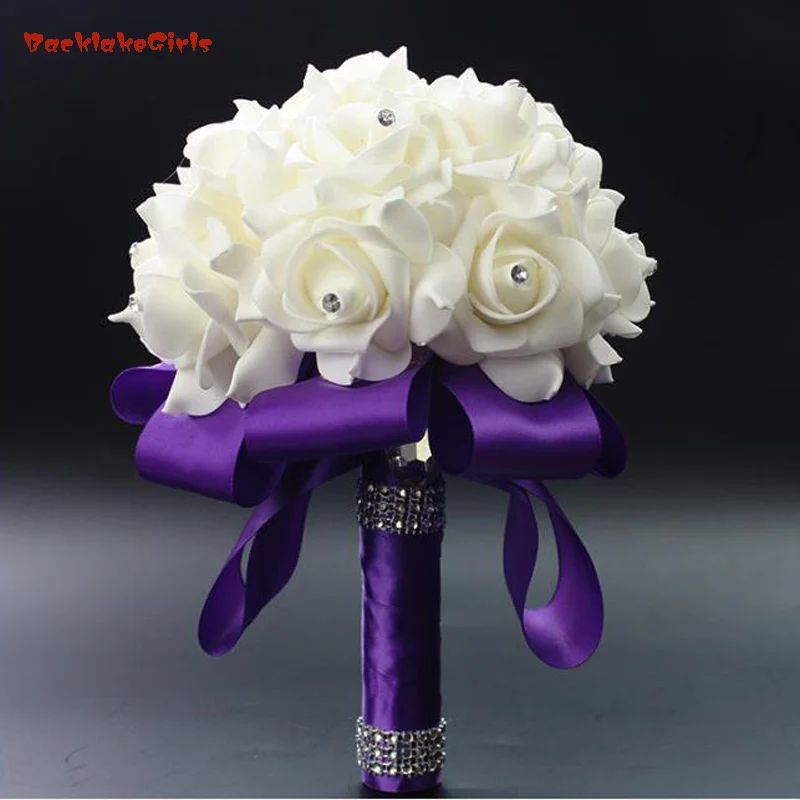 Элегантная красочная Роза для подружки невесты Искусственные руки держа Свадебные цветы Свадебные букеты для вечерние украшения
