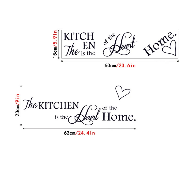 New Fashion Kitchen Heart Home Letter Wall Sticker For Kitchen Room Removable Home Decorative Art Wall Poster