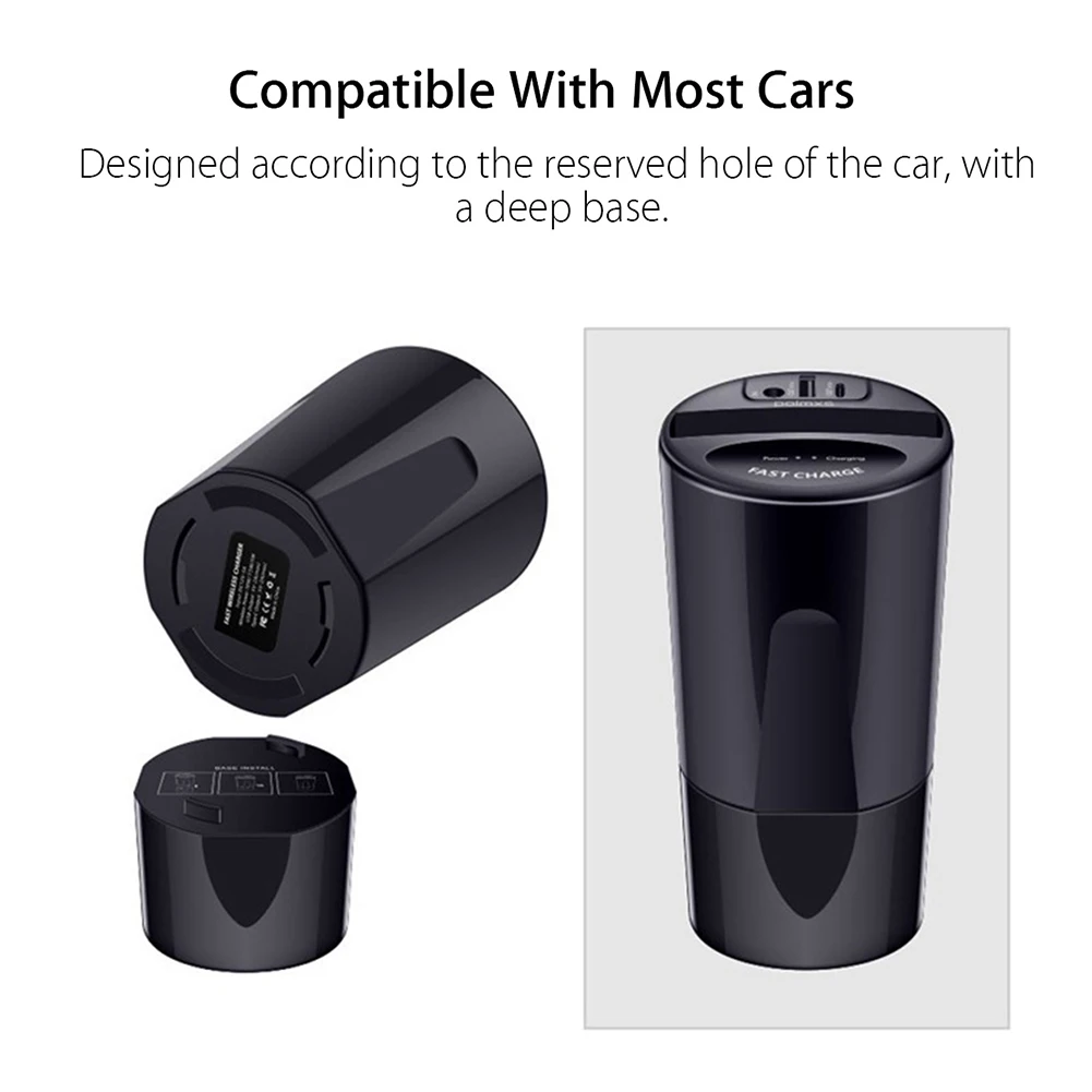 Durable Stable Heat Dissipation Vehicle Mounted Fast Cup Shape Holder Output Car Charger Auto Wireless Mobile Phone USB Stand