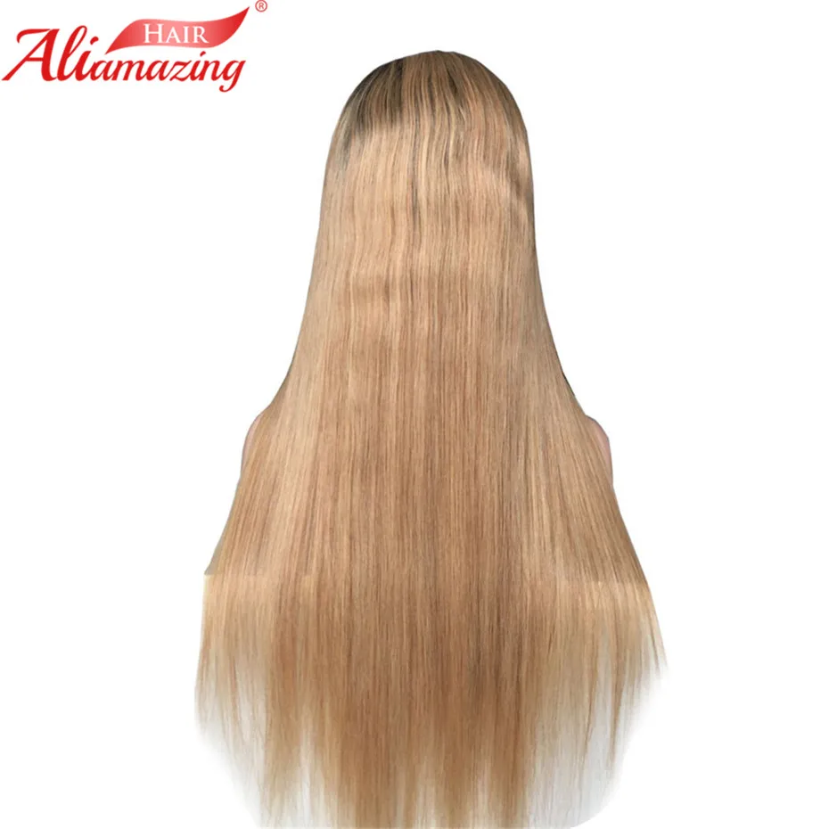 Aliamazing передний парик волос Ombre Цвет 1B/27 Бразильский шелковистый прямой 130%