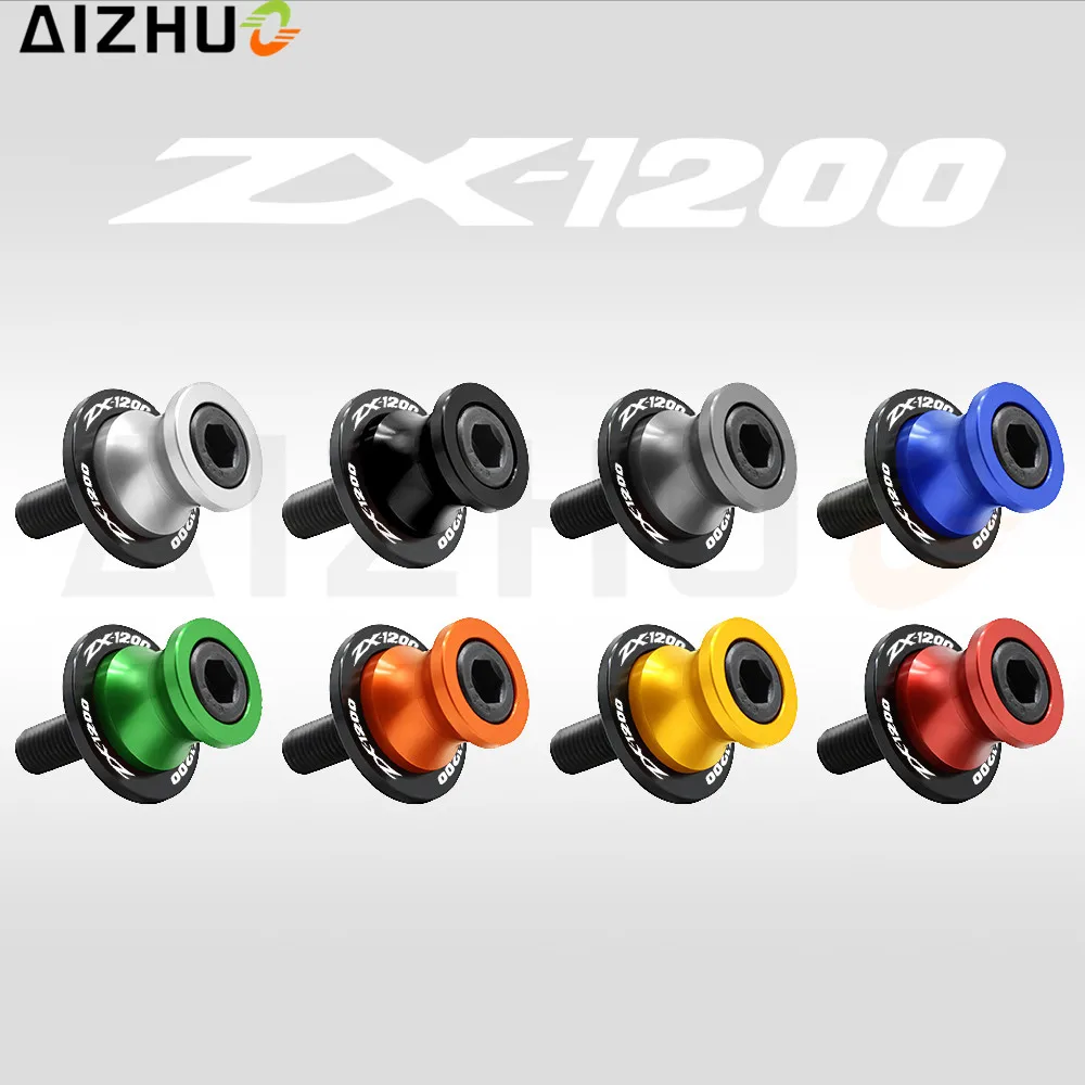 For Kawasaki ZX1200 ZX12R ZX-12R Swingarm Slider Spool Motorcycle Accessories 10Mm CNC Aluminum Autobike Stand Screw ZX1200 LOGO