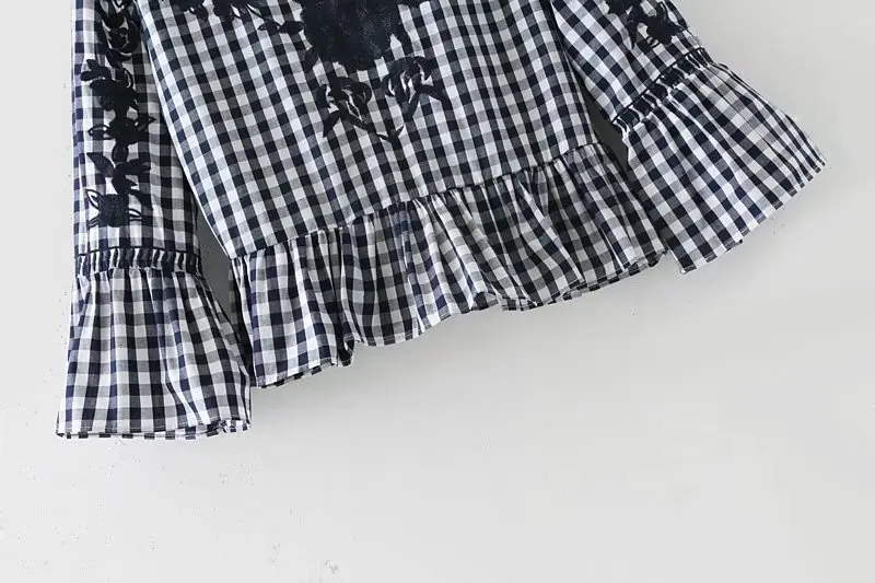 Блузка VOGUEIN Женская черная красная с цветочной вышивкой|blouse tops shirt|wholesale blousesblouses |
