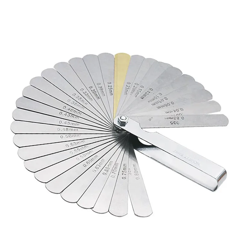 Feeler gauge 16 Blades Curved Feeler Gauge 0.127 to 0.508mm 32 Blades Feeler Gauge Stainless Steel Metric Imperial 0.04-0.88mm