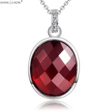 2016 Summer Fashion Jewelry Oval Sharp Garnet Stone 925 Sterling Silver Pendant for font b women